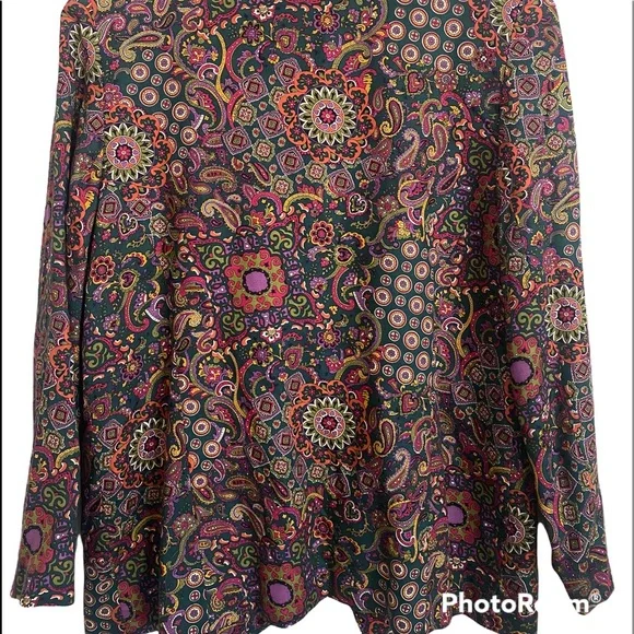 Vintage Susan Bristol Paisley and Floral Print low V-neck Blazer size 12 - Picture 7 of 8
